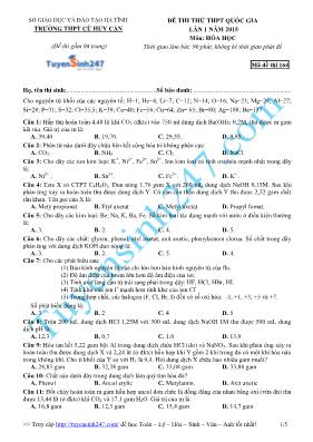 Đề thi thử THPT quốc gia lần 1 năm 2015 môn Hóa Học - Mã đề thi 164